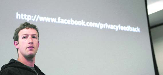 Facebook CEO Mark Zuckerberg answers questions  at the Facebook headquarters in Palo Alto, California, recently 