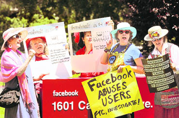 Members of the Raging Grannies demonstrated against privacy policies outside the FB headquarters last weekend