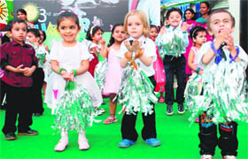 Tiny tots present a dance item at Sector 26 in Chandigarh.