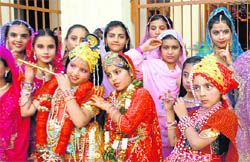 Children take part in a cultural programme at Radha Krishan Temple in Sector 40-A, Chandigarh, on Sunday.