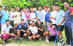 Members of the 3BRD Air Force who won the Senior Chandigarh State Hockey Championship at Sector 18, Chandigarh, on Sunday. 