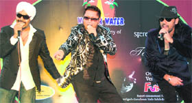 Artistes of the Stereo nation group perform during the release of their new album Twist & Shout at Fun City, on Sunday.