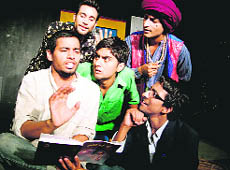 A scene from a play, Do Kalakaar, staged at Natrangs Sunday Theatre in Jammu.