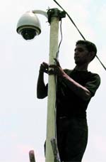 One of the cameras installed at Bharat Nagar Chowk in Ludhiana on Sunday
