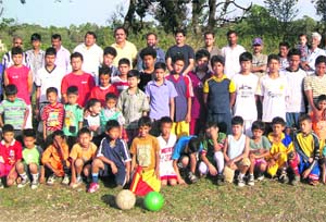Participants of a football camp organised by the Grass Root Sports Foundation 
