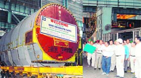 Shashank Goyal flags off the 258-tonne turbo generator for Delhi in Haridwar