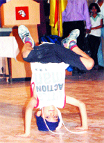 A boy performs in Panthers Stadium in Amritsar cantonment