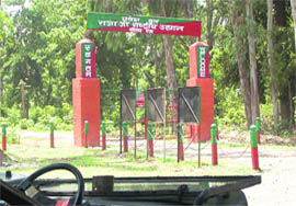 A deserted Chilla Range gate of the Rajaji National Park