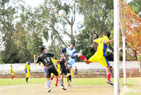 A match of the Lala Nemi Das Memorial Football League being played at the Pvilion Ground in Dehradun
