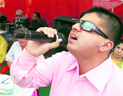 Rijul Bakshi, a singer from the National Institute of Visually Handicapped, who was eliminated from a contest to select top 50 singers of the country
