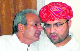 Chief Parliamentary Secretary Prahlad Singh Gillankhera with MP Ashok Tanwar at a function at Fatehabad
