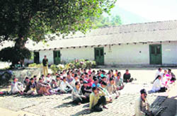 Prisoners are briefed on their welfare in Chamba's district jail. 