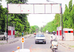 One of the security gates put up by a private company in Mohali.