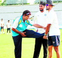 Punjab Ranji players work on their fitness during a camp at the PCA Stadium in Mohali