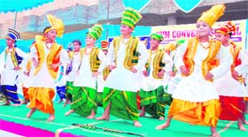 Students perform during a function at HVM Convent School in Ludhiana