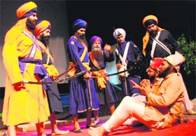 A light and sound show on Banda Singh Bahadur being staged at Tagore Theatre in Chandigarh on Thursday.