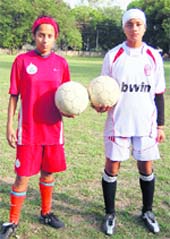 Raksha Panwar (left) and Anita Rawat from Dehradun who have been selected for an under-17 camp to be held in Ahmedabad.