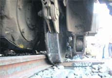 The Mussoorie Express engine tyre derailed near the Haridwar railway station on Friday.