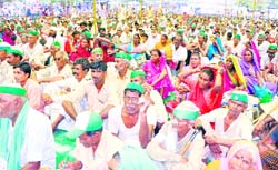 Farmers from across the states attend the Kisan Maha Kumbh in Haridwar on Friday.