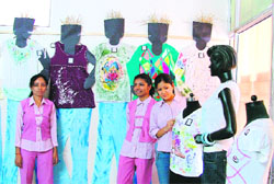 Students with their creations during the Amateur Fashion Designers Contest in Ludhiana
