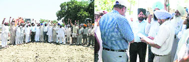 Farmers oppose the laying of a gas pipeline in Samrala