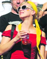 A German supporter cheers prior to the start of the Germany vs Serbia match in Port Elizabeth
