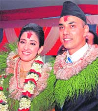 Agnisakshi: Actor Manisha Koirala with her husband Samrat Dahal in Kathmandu