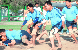 A kabaddi match in progress at the Sports Complex, Sector 42, in Chandigarh 