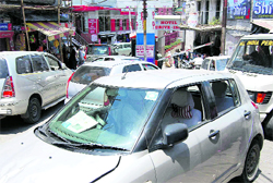 Traffic jam in Mussoorie on Saturday.