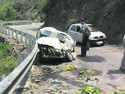 A car that met with an accident in Pitthoragarh district on Saturday