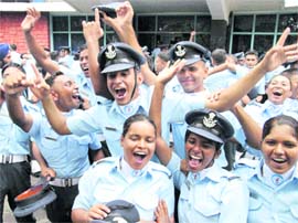 Joyous cadets during the combined graduation parade at the Air Force Academy in Hyderabad on Saturday.