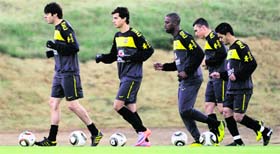 Brazilian players during a training session in Johannesburg on Saturday.