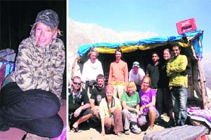 (Left) Jodie Underhill and (right) A group of volunteers of the Mountain Cleaners at Triund in upper Dharamsala, Himachal Pradesh
