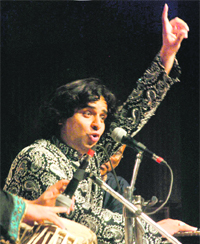 Gulfam Sabri, a ghazal and Sufiana kalam singer, performs at the Randhawa Auditorium in Chandigarh on Sunday.