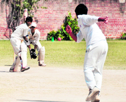 A match between the Mahajan Masters and the Supper Club in progress at MGM School, Dugri, on Sunday