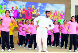 Students of Green Land Senior Secondary School perform on the concluding day of the summer camp in Ludhiana on Sunday