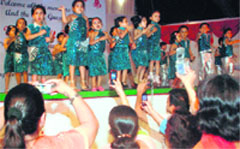 Tiny tots perform on the concluding day of a summer camp at the Press Club in Chandigarh 