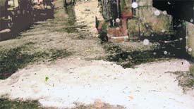 A view of a road in Mussoorie following a hailstorm on Tuesday evening.