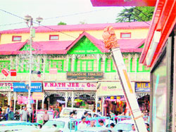 A broken computerised barrier on the Mall Road in Mussoorie