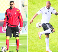 Combo picture shows brothers Ghanas striker Kevin-Prince Boateng and Germanys defende