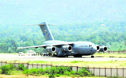 C-17 Globemaster Boeing military transport aircraft which landed at the Gaggal civil airport near Dharamsala on Wednesday