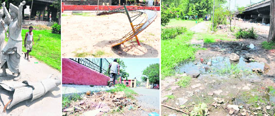 Public parks, the green lungs of the most polluted city, are in a bad shape. Though the municipal corporation has set up the park management committees, several parks present a sorry picture. Fountains are non-functional, statues are damaged, swing are broken, garbage is thrown around and puddles of water are a perfect breeding ground for mosquitoes and other insects.