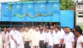 A mobile toilet on a truck being flagged off in Ahmedgarh on Wednesday for Baltal in Jammu and Kashmir.