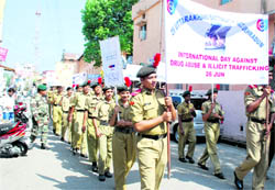 NCC cadets take out a rally against drugs in Dehradun on Saturday