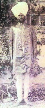 Subedar Kaka Singh of 54 Sikh Battalion wearing the Sunday walking-out dress in January, 1908, at Nowshera cantonment