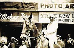 Pandit Jawaharlal Nehru rides a horse in Mussoorie in the 1960s. 