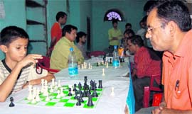 A chess round being played at the third Uttarakhand Open Chess Championship in Dehradun on Monday