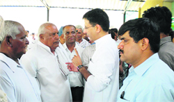 Haryana Minister Randeep Singh Surjewala at a public grievance meeting in Kaithal.