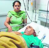 Ashok Juneja recuperates at the DMCH in Ludhiana on Monday.