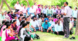 Rural medical officers from across Punjab attend a meeting at Rakhbagh in Ludhiana on Sunday.